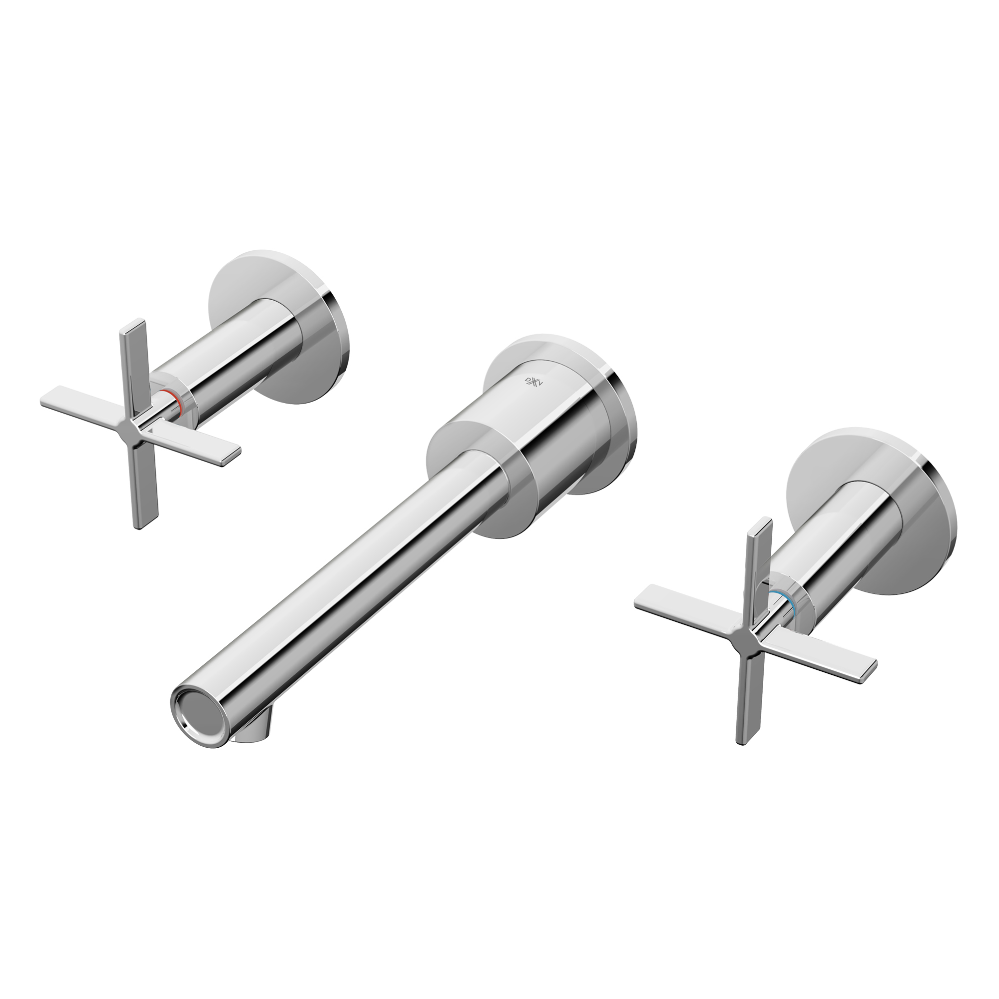 Percy 2-Handle Wall Mounted Bathroom Faucet with Indicator Markings and Cross Handles